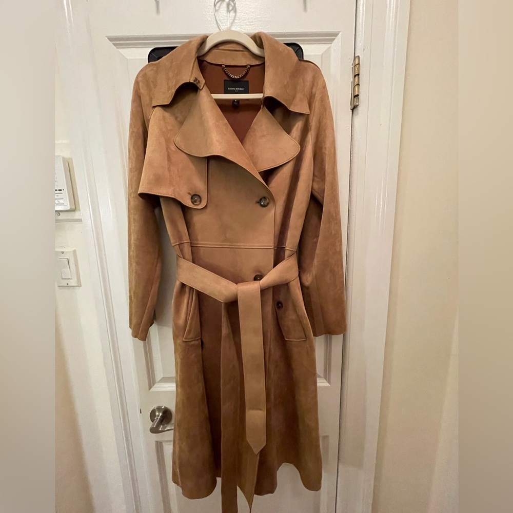 Banana Republic Vegan Suede Camel Trench Coat